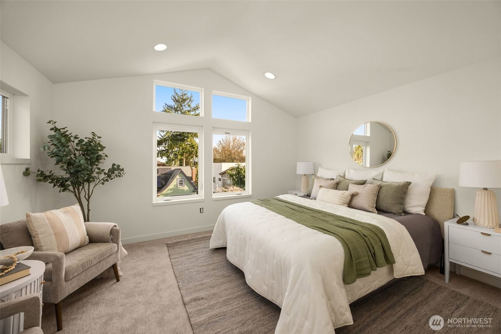 Vaulted primary suite on the top floor